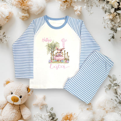 Personalised Kids Easter Pyjamas - Custom Bunny PJs - Printed Easter Sleepwear - Toddler & Child Easter Gift - Cute Rabbit Nightwear