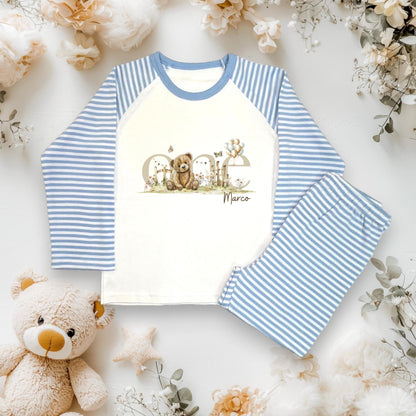 1st Birthday Teddy Bear Pyjamas/ Pink Cloud PJs/When I Wake Up I Will Be One/Toddler Birthday Outfit/ Bear Theme Sleepwear