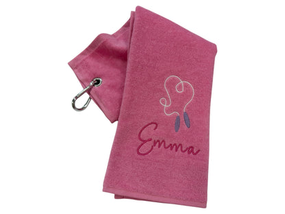 Personalised Skipping Gym Towel, Embroidered Skipping Rope Gym Trifold Towel, Velour Towel, Girl Gym Towel, Custom Name, Gifts for women