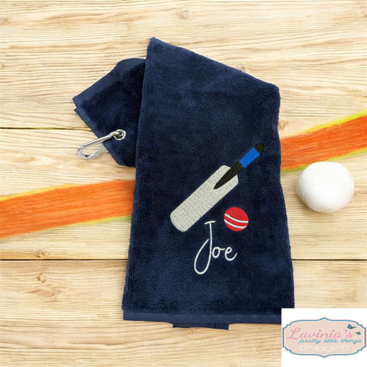 Personalised Embroidered Cricket Towel
