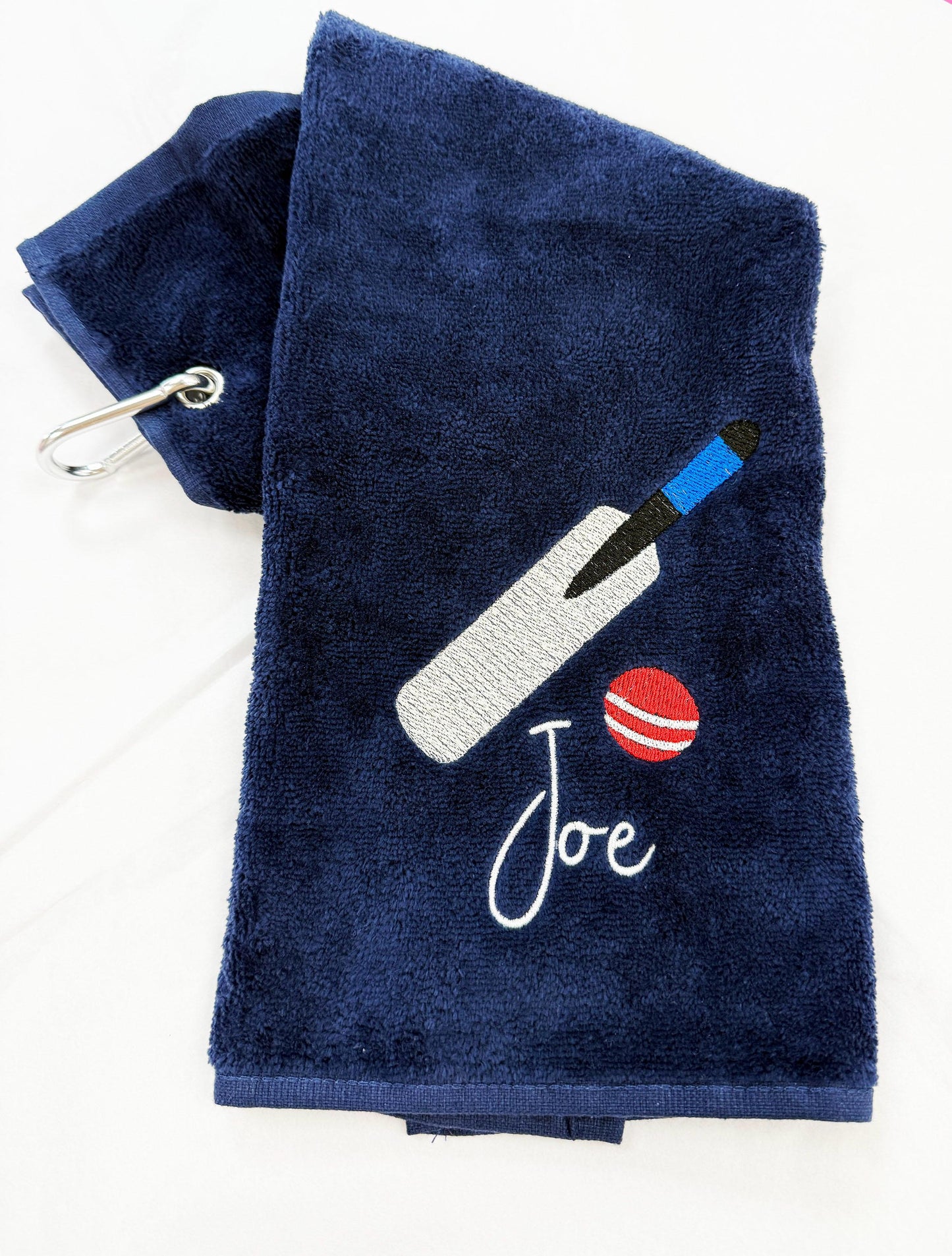 Personalised Embroidered Cricket Towel