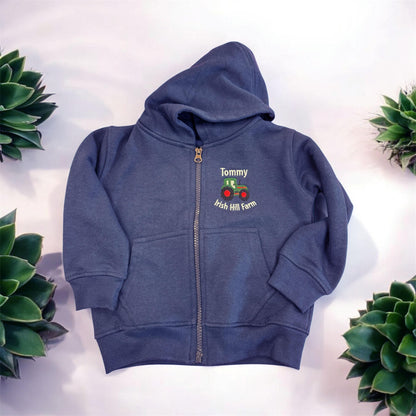 Personalised Tractor Zip Up Hoodies Kids