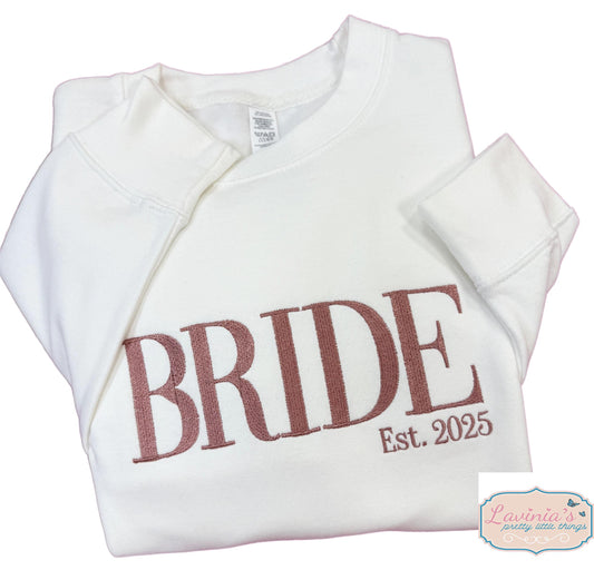 New Bride Jumper, Embroidered Bride Date Wedding Gift