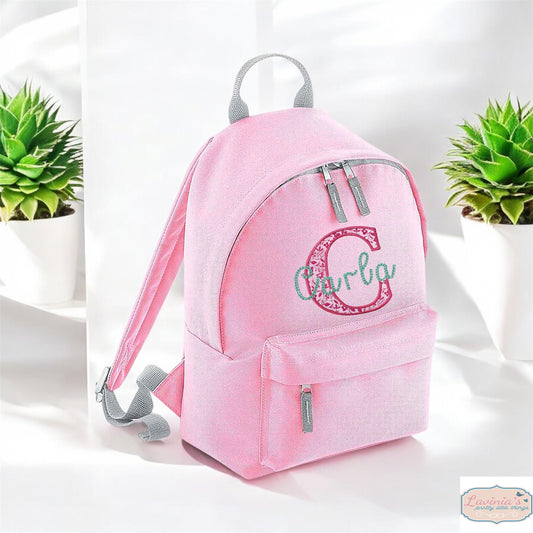Toddler backpack with name, Embroidered Initial and Name, Back to school