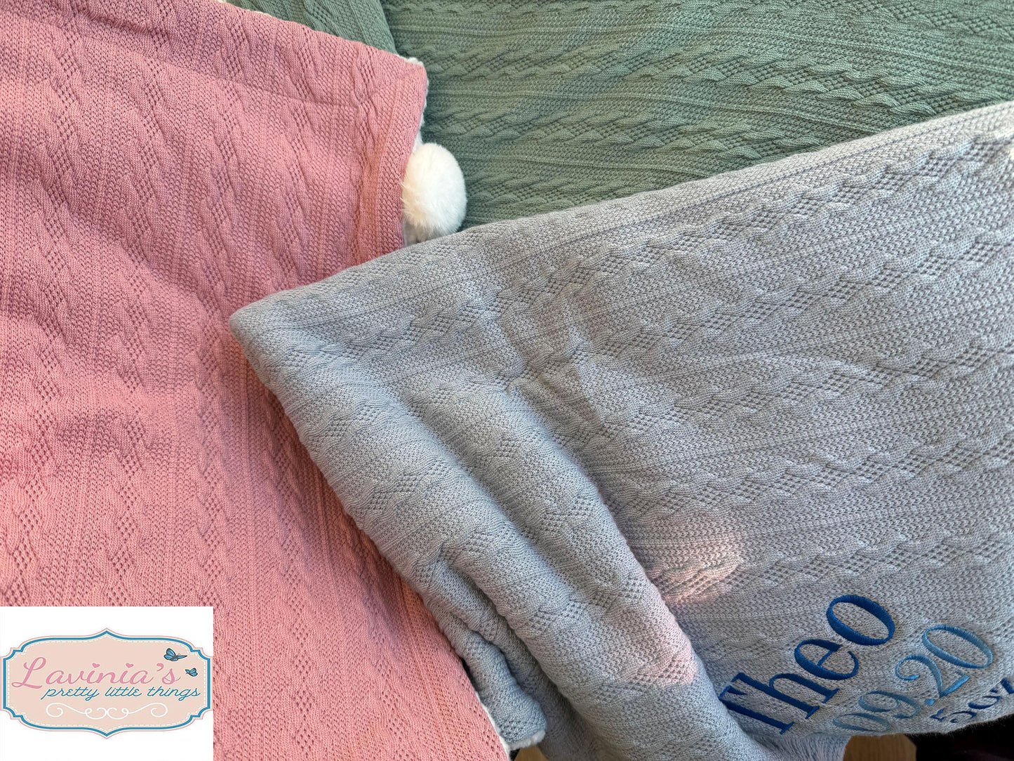 Personalised Pram Baby Blanket, Cable Knit
