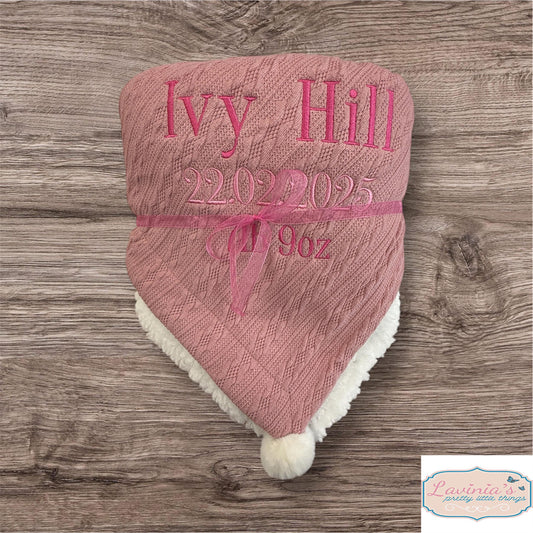 Personalised Cable Knit Blanket Embroidered baby blanket
