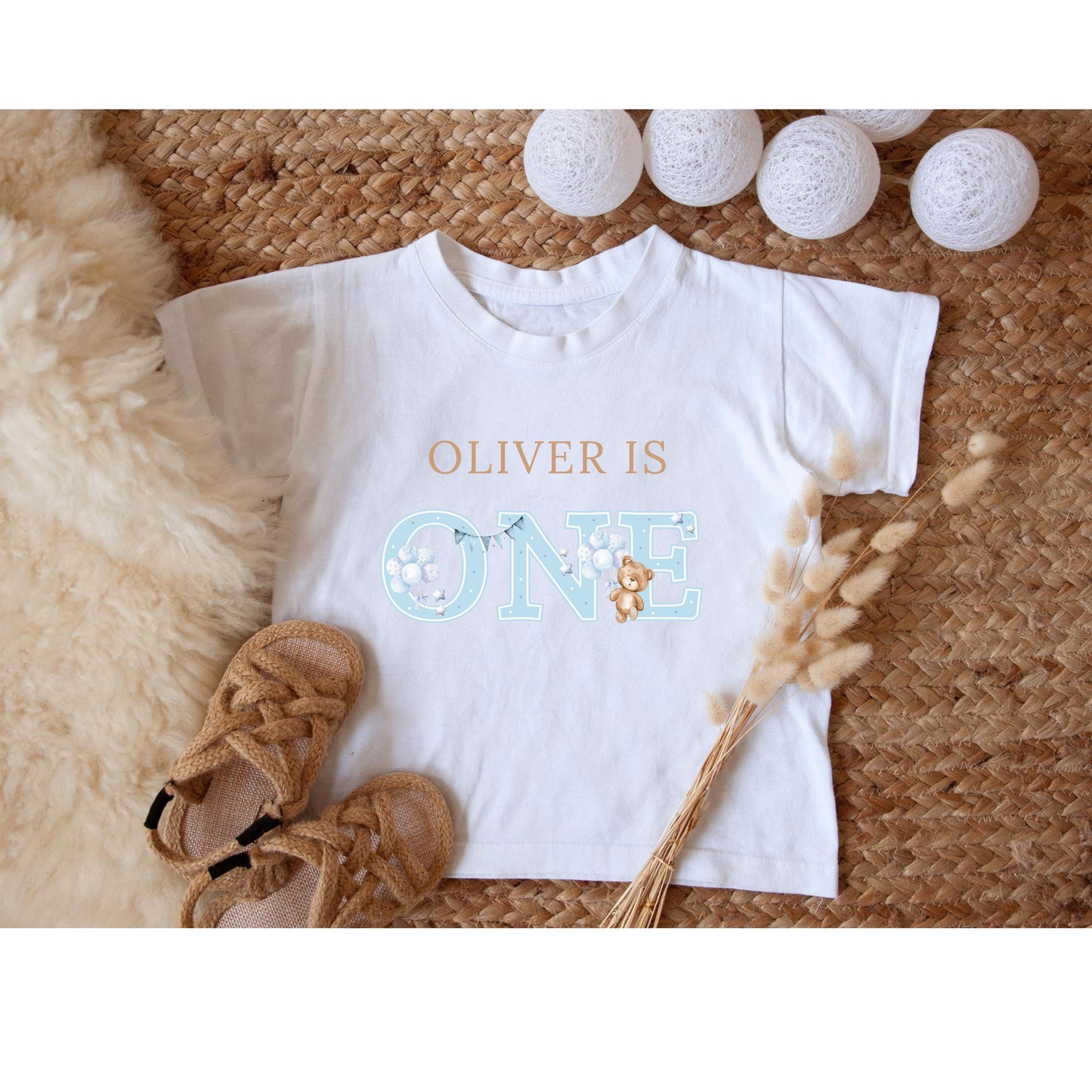 Blue teddy bear Birthday T-Shirt – Pastel Kids Tee – Birthday Outfit – Fun Party Shirt