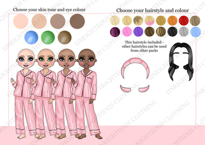 Girls Dolly Makeup Birthday Pyjamas/ Pink Cloud PJs/Girls Birthday Outfit/ Bear Theme Sleepwear