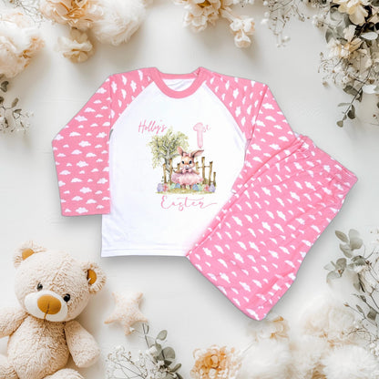 Personalised Kids Easter Pyjamas - Custom Bunny PJs - Printed Easter Sleepwear - Toddler & Child Easter Gift - Cute Rabbit Nightwear