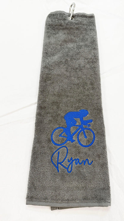 Personalised Embroidered Bicycle Trifold Towel