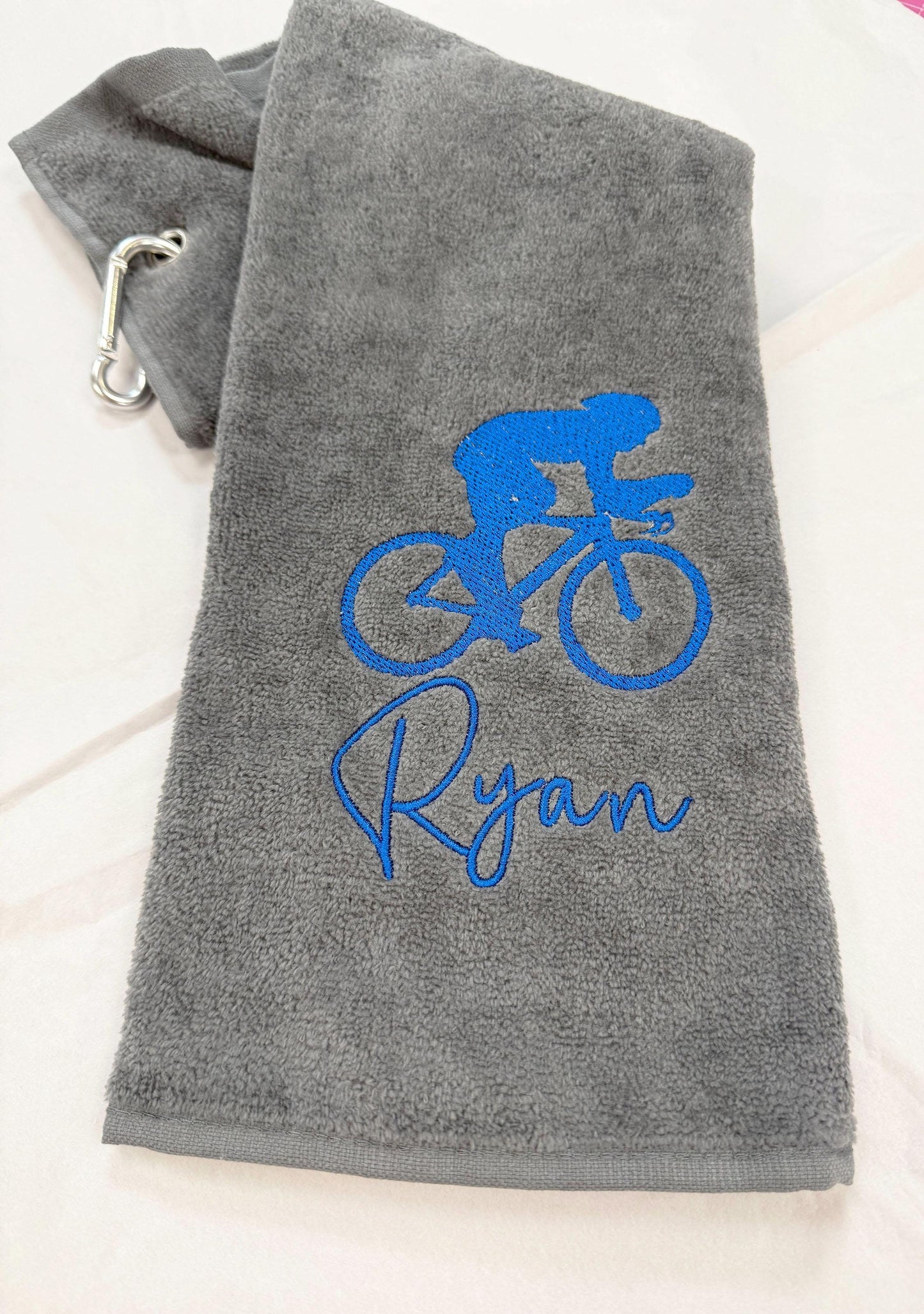 Personalised Embroidered Bicycle Trifold Towel
