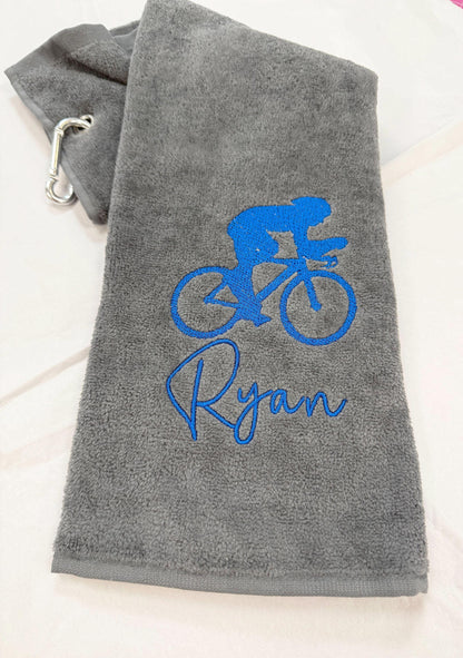 Personalised Embroidered Bicycle Trifold Towel