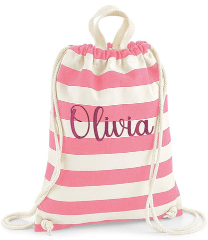 Personalised Nautical Drawstring Bag, Personalised Embroidered Swimming Bag, Rucksack, Gym Bag, Nursery Bag, Beach Bag, Fast Delivery, Gifts