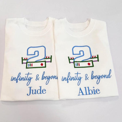 Embroidered Two Infinity And Beyond / Second Birthday t-shirt