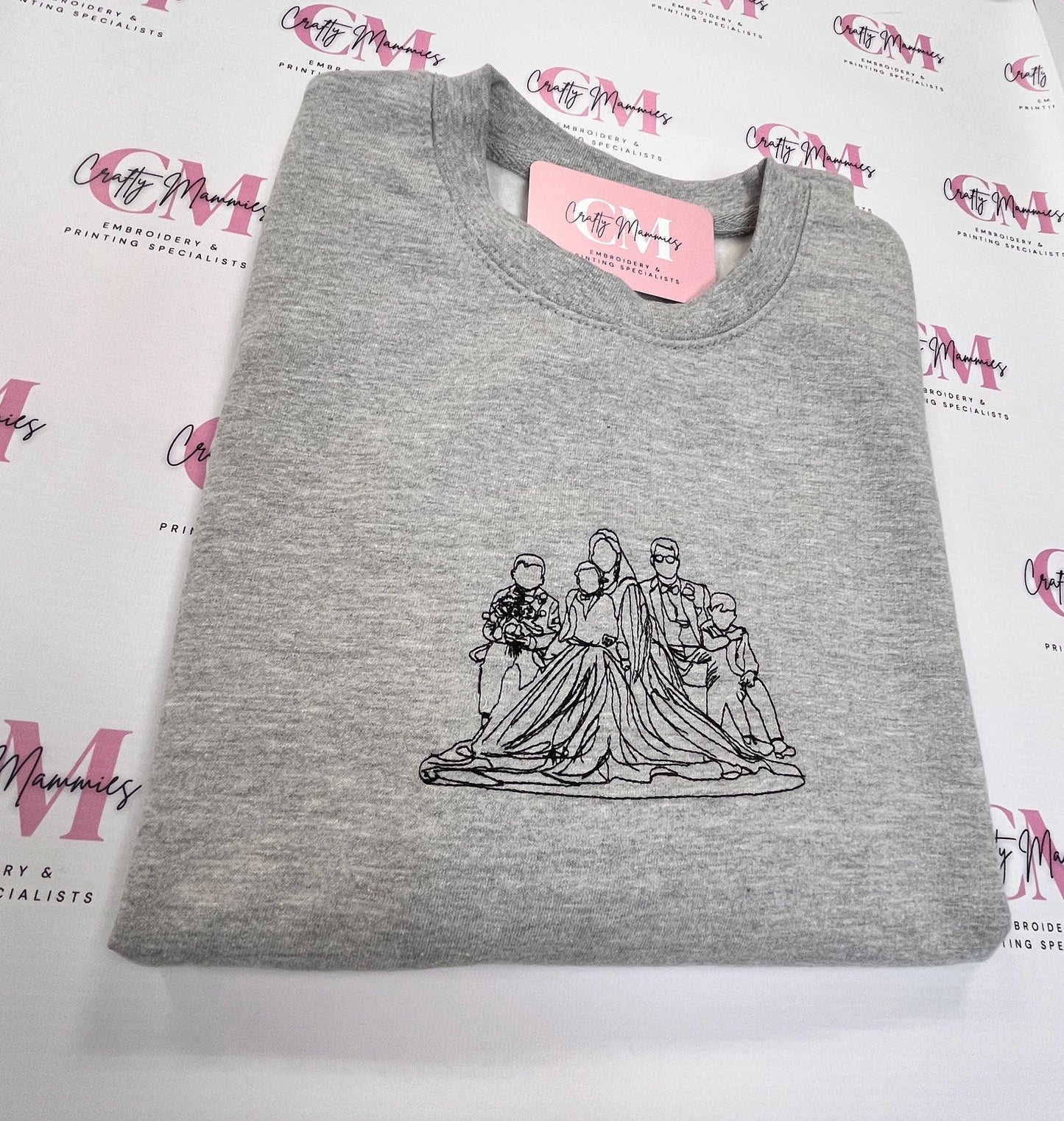 Embroidered custom portrait from photo sweatshirt, Family Portrait, Custom Anniversary Gift, Embroidered Gift, Father's day gift