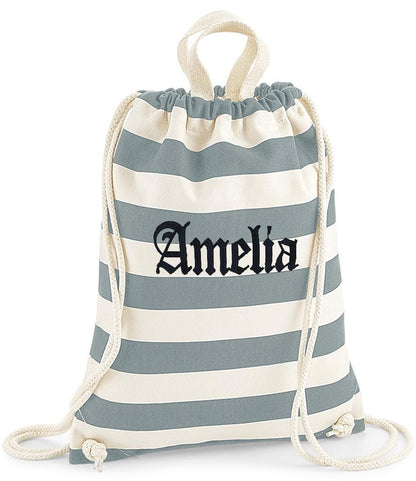 Personalised Nautical Drawstring Bag, Personalised Embroidered Swimming Bag, Rucksack, Gym Bag, Nursery Bag, Beach Bag, Fast Delivery, Gifts