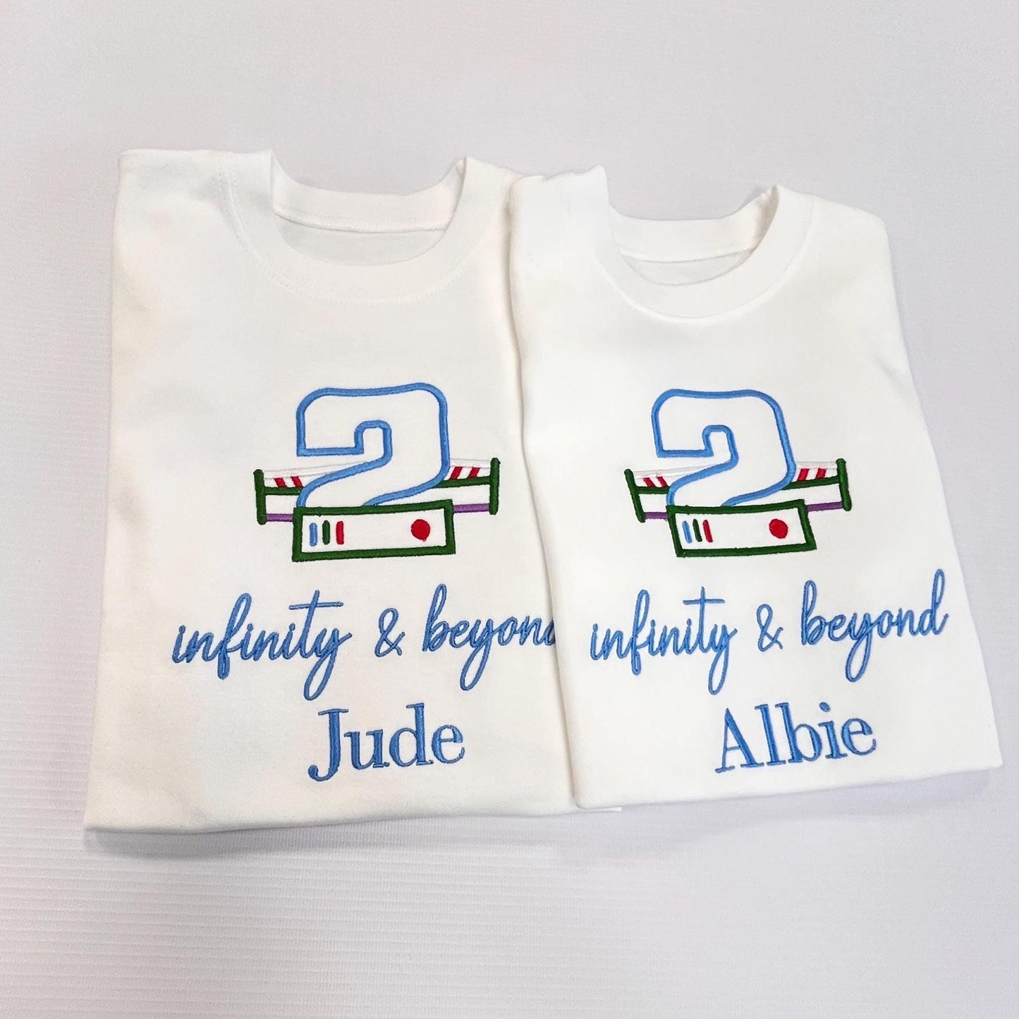 Embroidered Two Infinity And Beyond / Second Birthday t-shirt