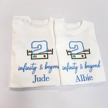Embroidered Two Infinity And Beyond / Second Birthday t-shirt
