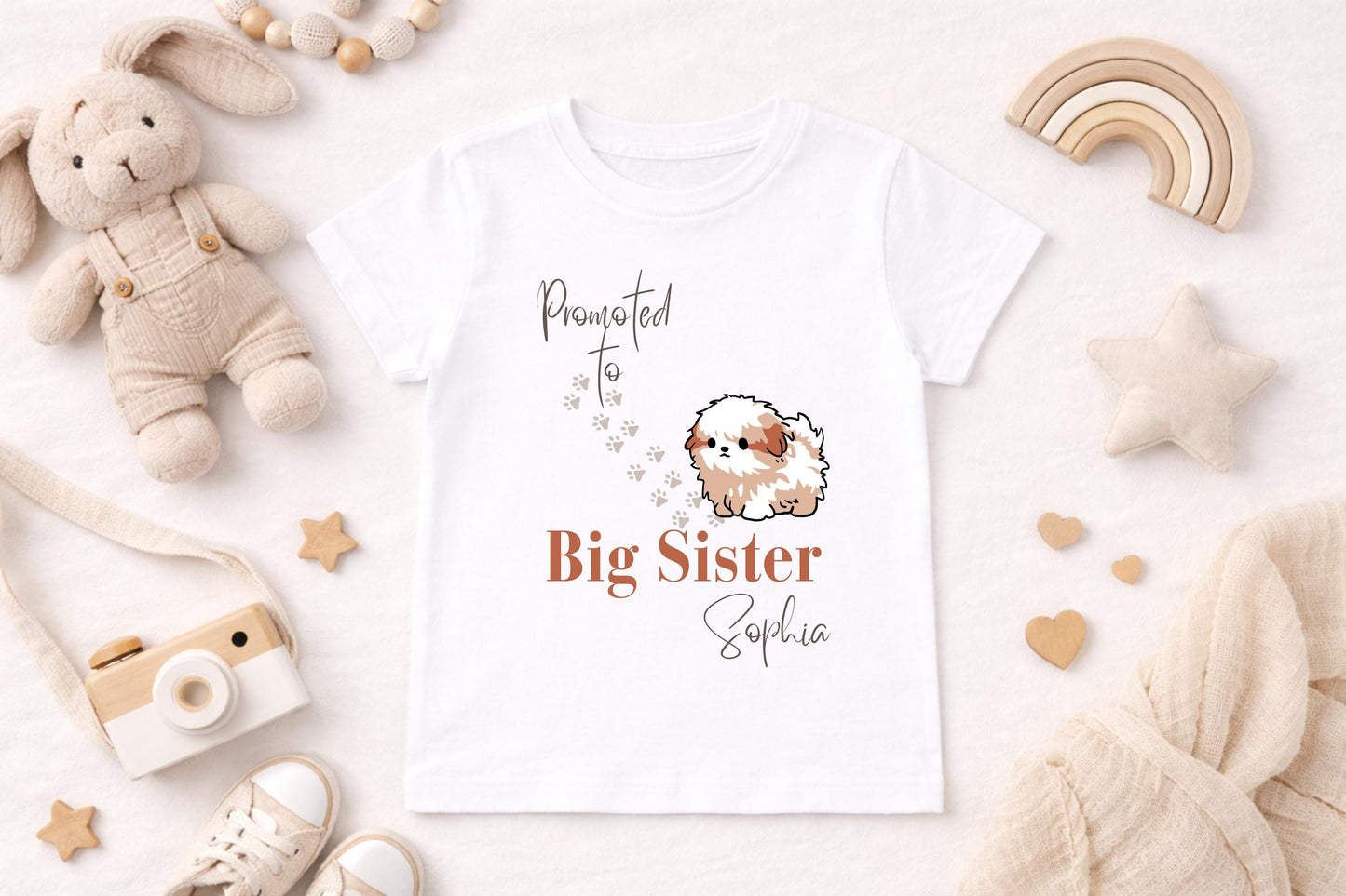 Promoted To Big Sister Shirt | Personalised Big Sister T-Shirt | Pregnancy Announcement Shirt | Big Sister Gift | Custom Sibling Reveal Tee