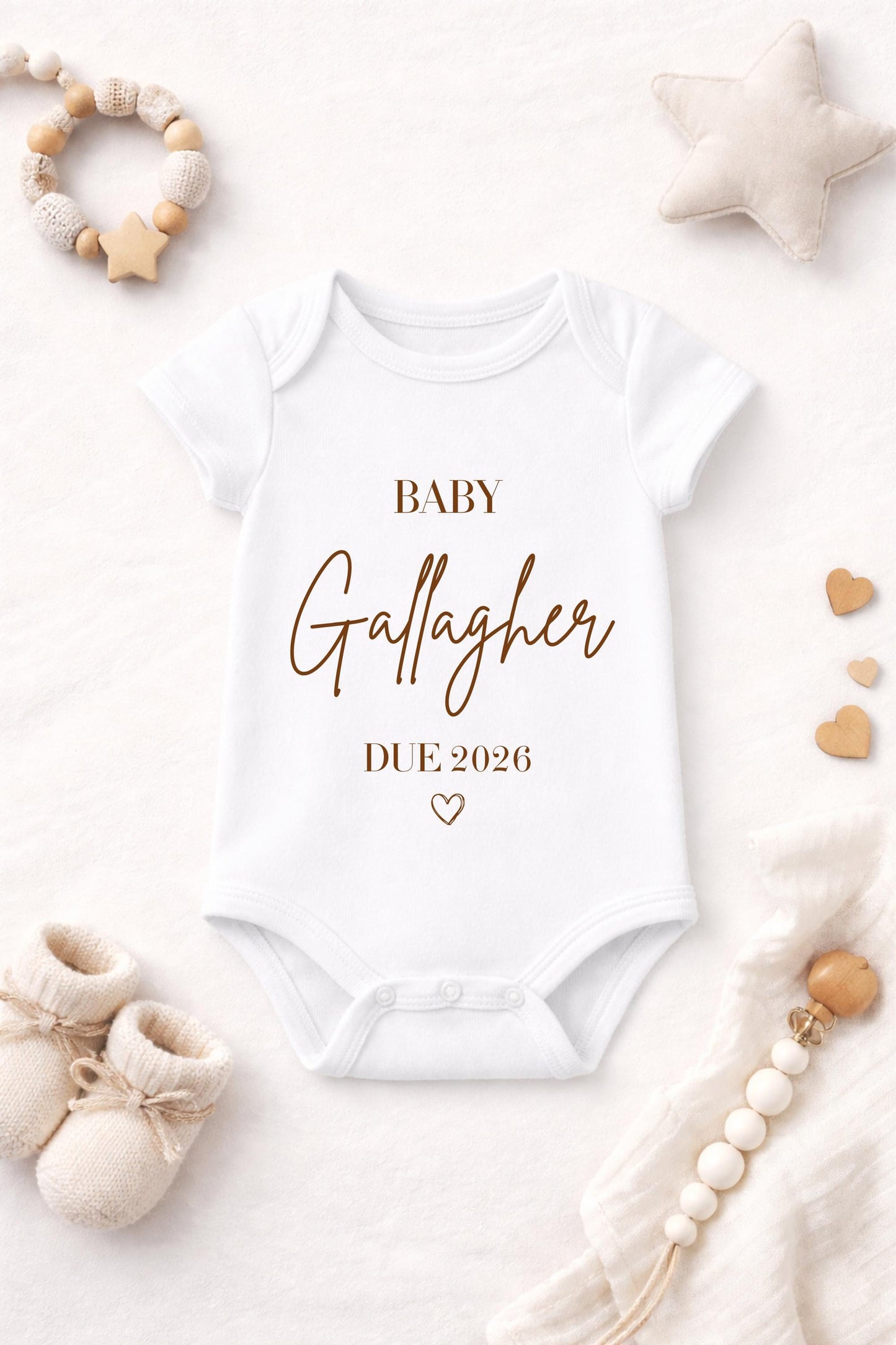 Personalised Baby Vest Due 2026 | Pregnancy Announcement Baby Grow | Custom Surname Baby Vest | Neutral New Baby Gift