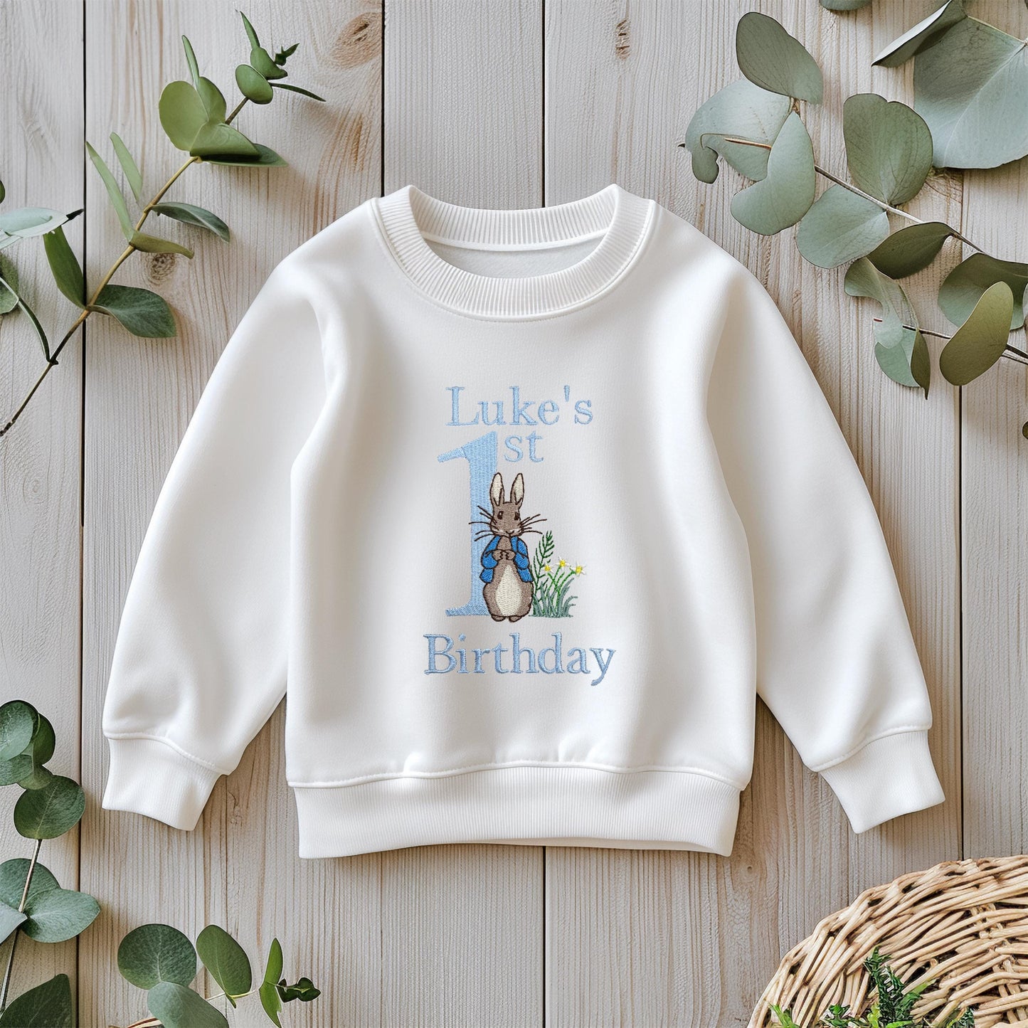 Personalised 1st Birthday Embroidered Shirt | Custom Name Outfit | First Birthday Top | Bunny Birthday Shirt