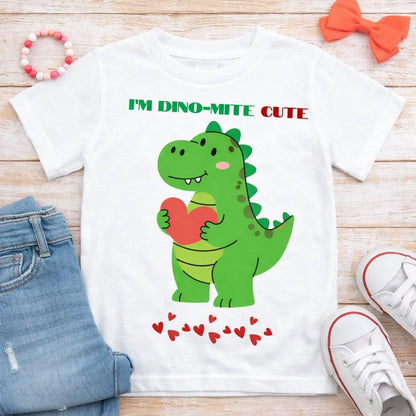 Dinosaur Valentine Shirt | I’m Dino-Mite Cute T-Shirt | Kids Valentine Outfit | Cute Dino Shirt for Kids | Toddler Valentine Tee