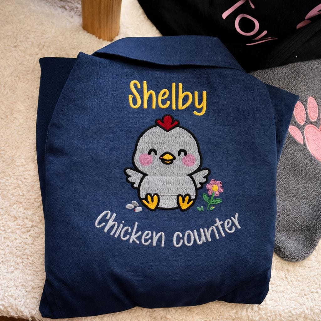 Personalised kids chick overalls, childrens navy embroidered boilersuit, kids sizes aged 1-12 years