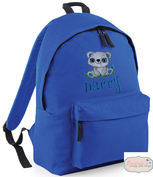 Panda toddler backpack, Personalised Embroidered school backpack