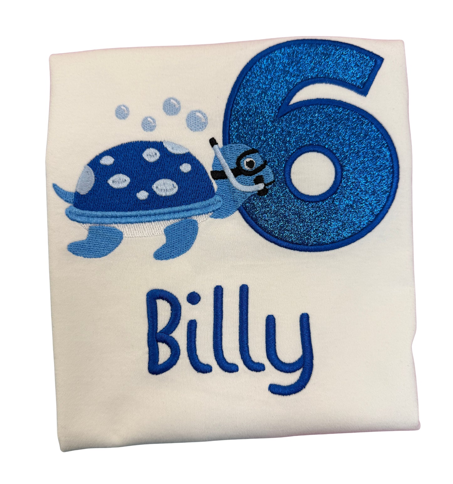 Turtle Embroidered Birthday T-Shirt with Number