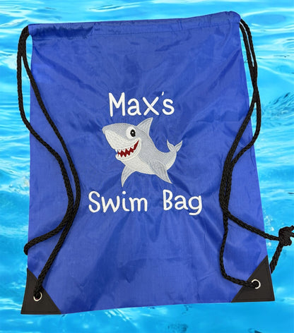 Personalised Shark Design Kids PE Bag Embroidered Gym Bag