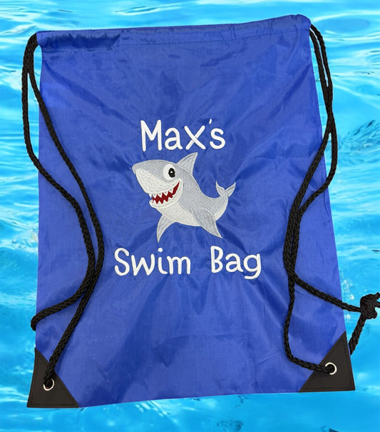 Personalised Shark Design Kids PE Bag Embroidered Gym Bag