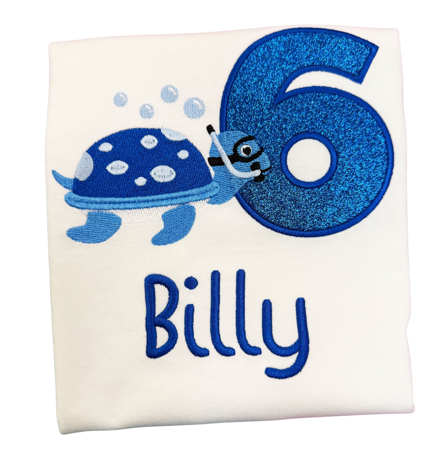 Turtle Embroidered Birthday T-Shirt with Number