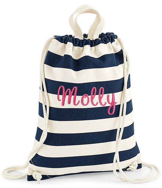 Personalised Nautical Drawstring Bag, Personalised Embroidered Pe Swimming Bag