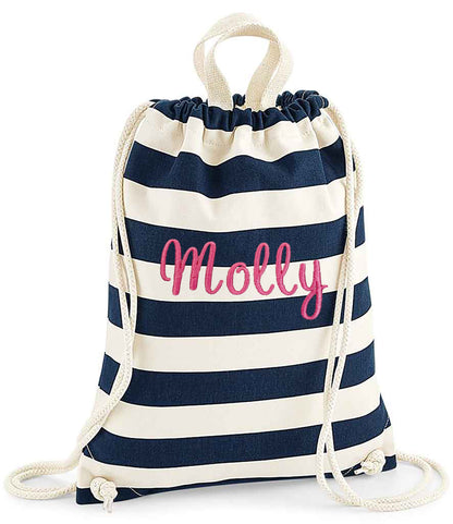 Personalised Nautical Drawstring Bag, Personalised Embroidered Pe Swimming Bag