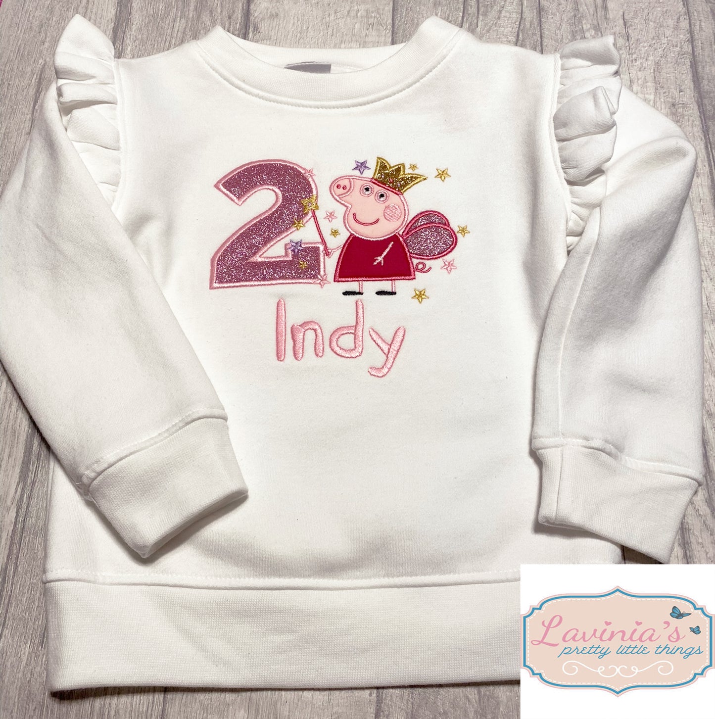 Personalised Birthday Kids Pink Pig Number T-Shirt, Embroidered T-Shirt