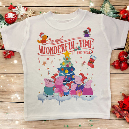 Pink Pepa Pig Printed Christmas Family T-Shirt / Jumper