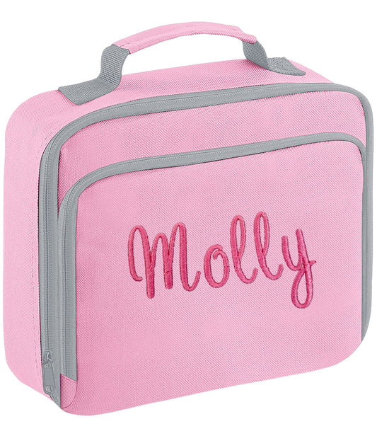 Personalised Children's lunch box bag, embroidered school snack bag