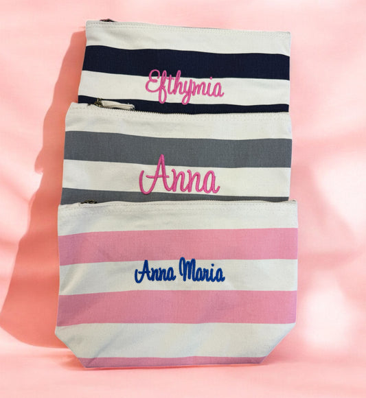 Personalised Wash, Make-up Bag, Personalised Embroidered Wash Bag