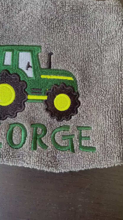 Personalised Tractor Towel / Childrens Tractor Gift / Personalised Hand Bath Towel Sheet / Childrens Bath Towel / Bath Time Gift New Baby