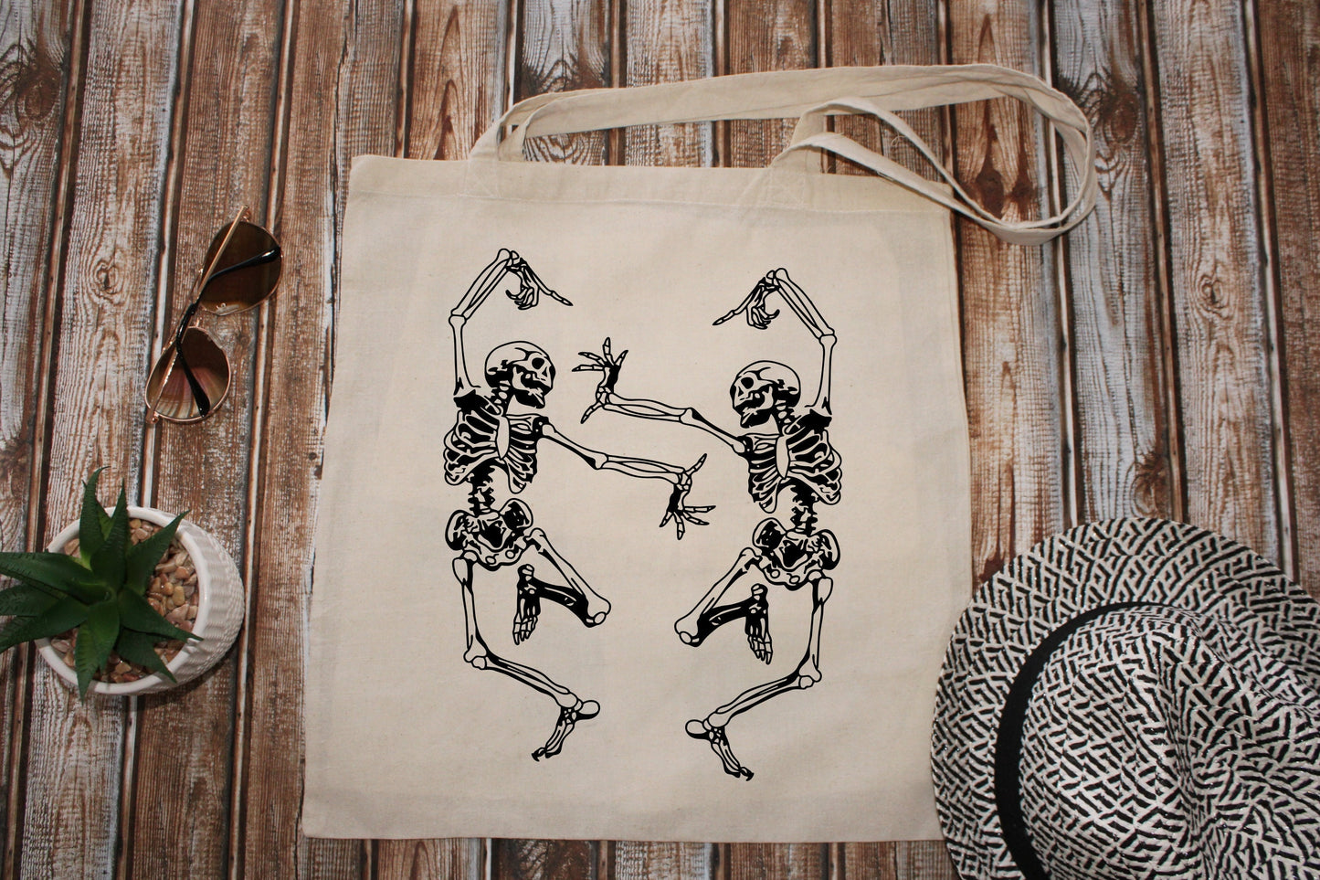 Skeleton Halloween tote bag