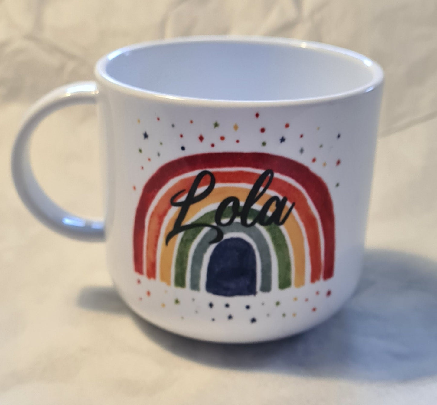 Personalised Kids Rainbow Mug, Unbreakable Rainbow Mug, Hot Chocolate Mug, Unique Gift For Her Him, 6oz Polymer Mug