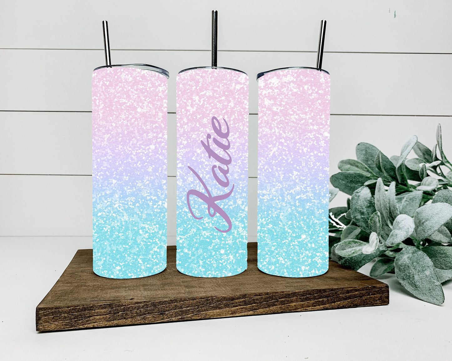 Pink glitter tumbler