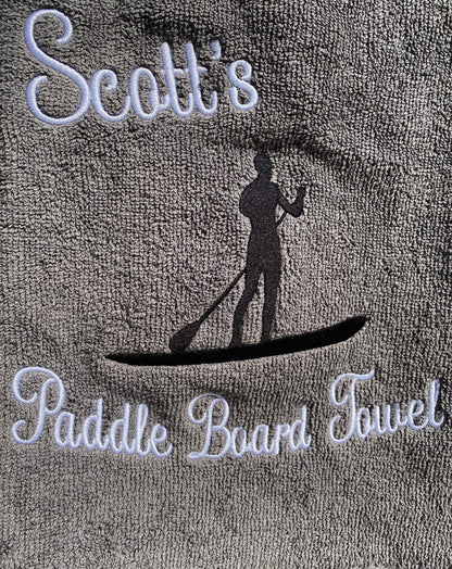 Personalised Paddle Board Towel, Embroidered Paddle Board Design, Custom Name Towel, Towel with Paddle Board Name, Ideal for Gifts