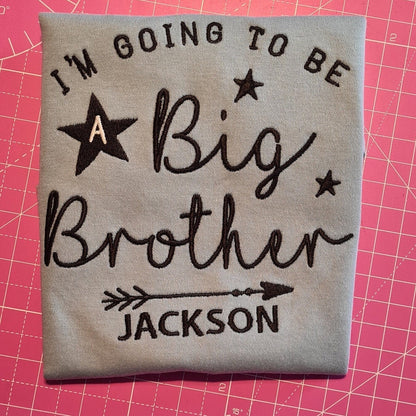 Embroidered i'm going to be a big brother t-shirt