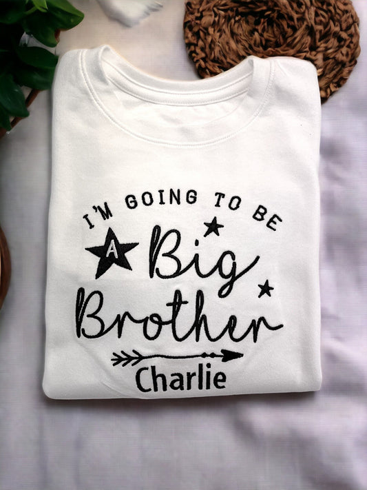 Embroidered i'm going to be a big brother t-shirt