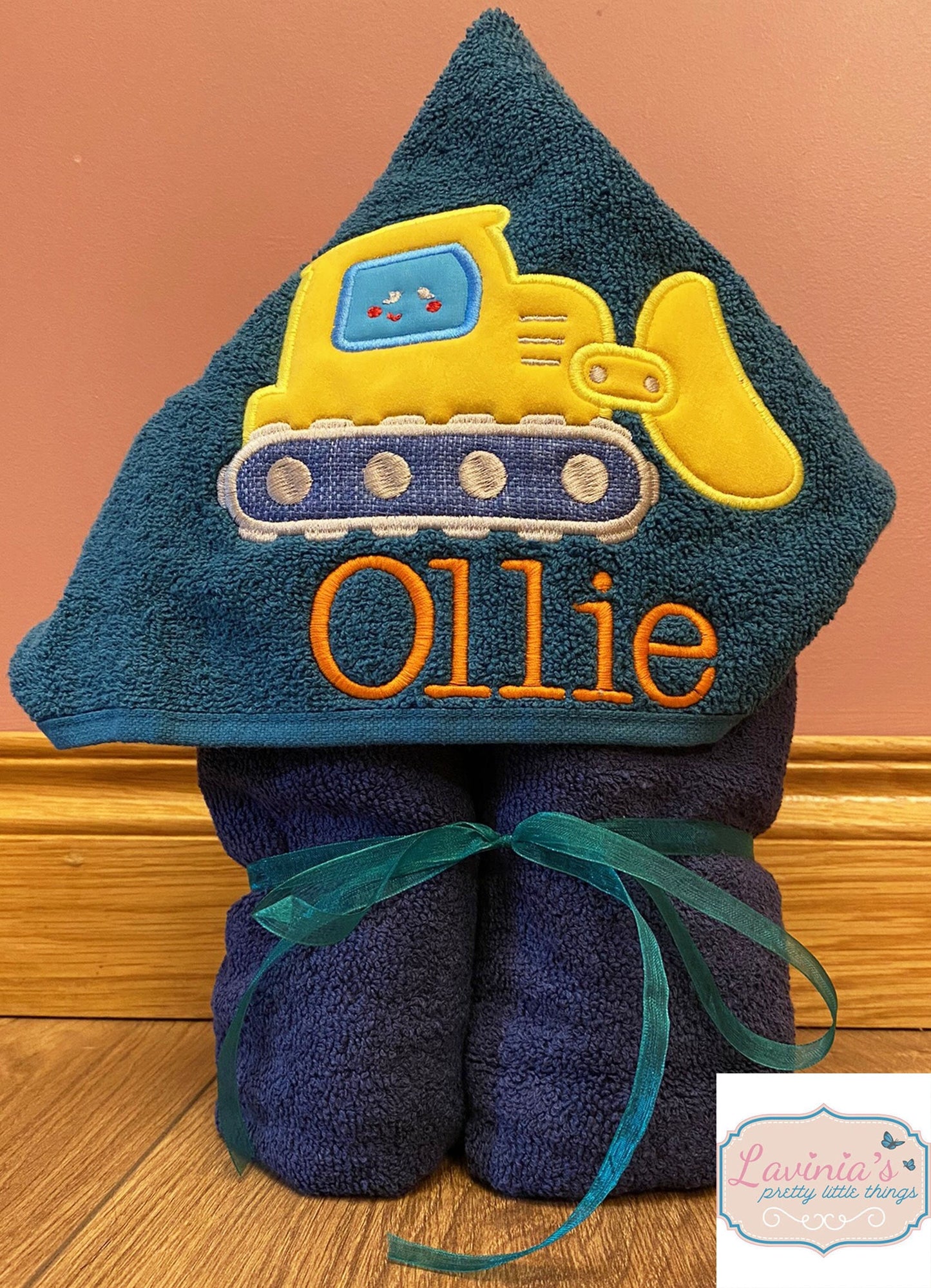 Yellow digger hooded towel