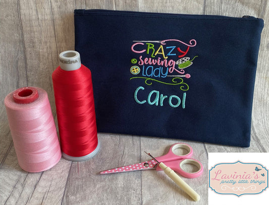 Crazy sewing lady bag