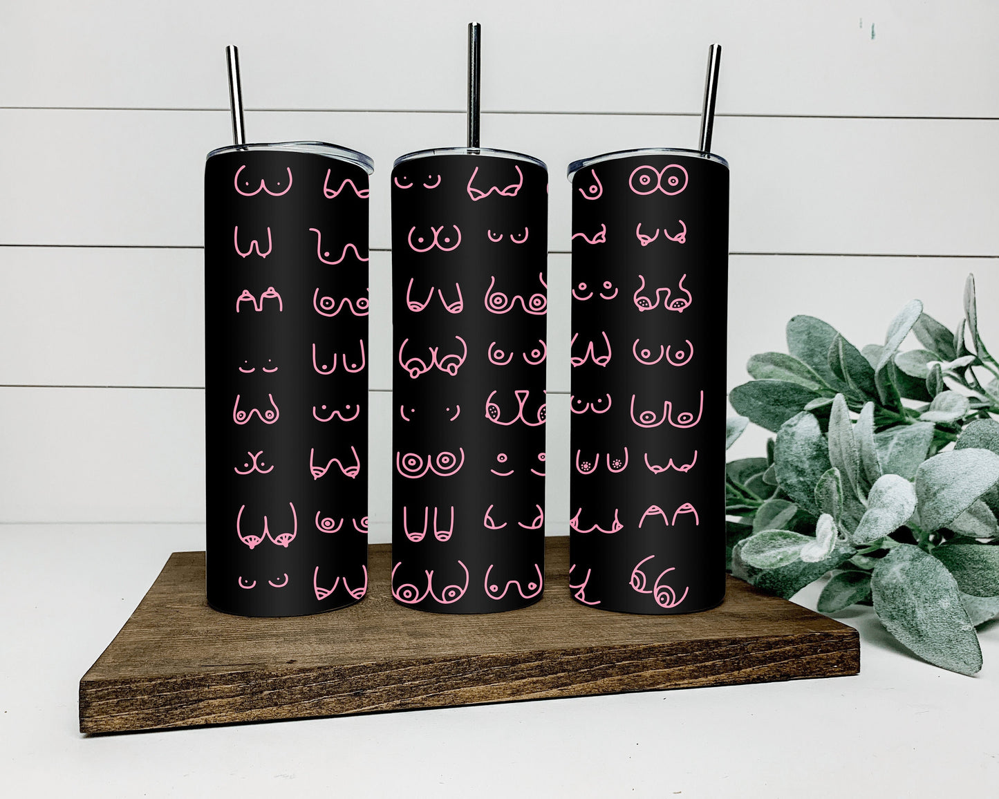 Black and pink boob tumbler