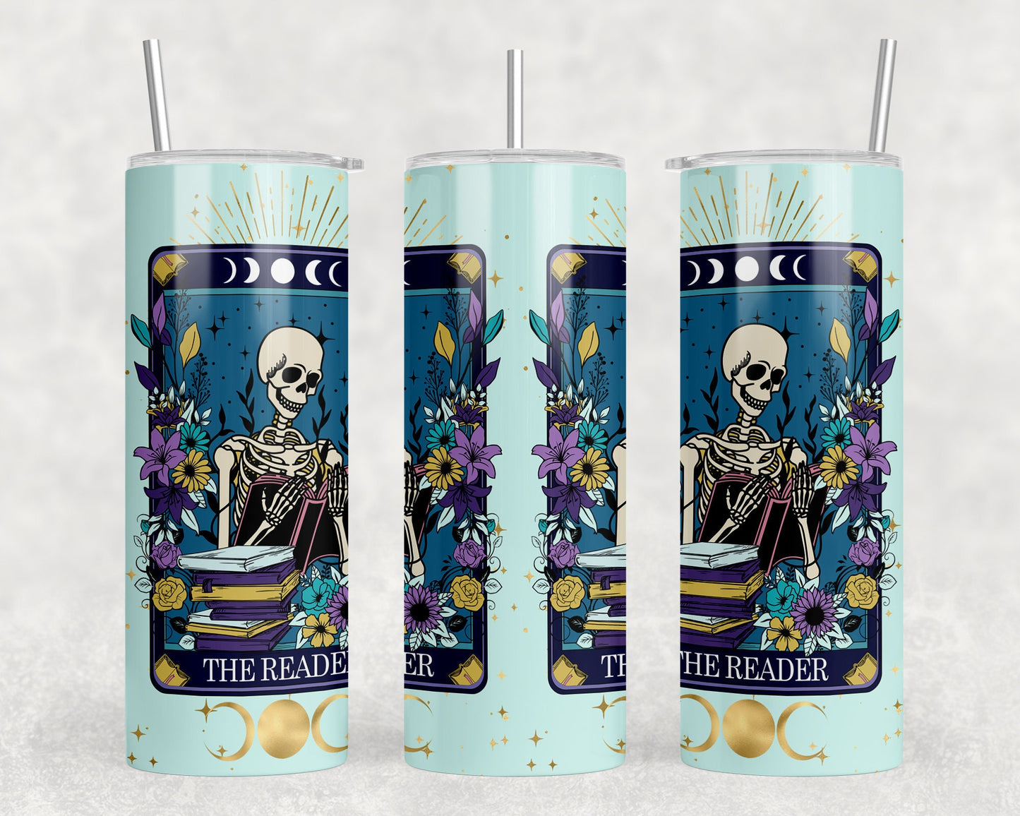 The Reader Tarot Card Tumbler, Drinkware, Tumbler With Straw, Witchy Tumbler, Pagan Drinkware, Unique Gift