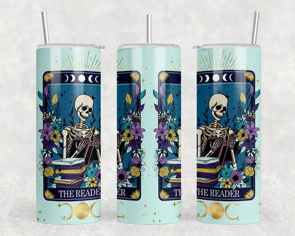 The Reader Tarot Card Tumbler, Drinkware, Tumbler With Straw, Witchy Tumbler, Pagan Drinkware, Unique Gift